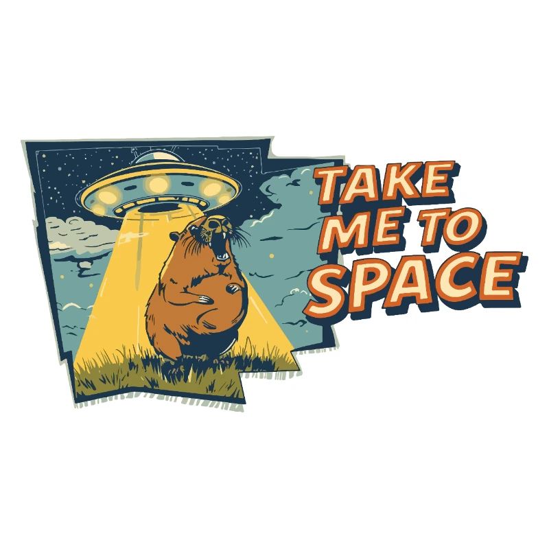 Take Me to Space Capybara UFO Pop-Art