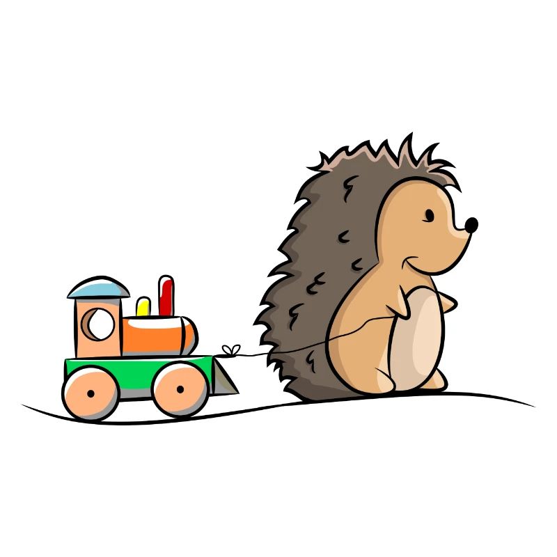 Igel mit Holz Eisenbahn