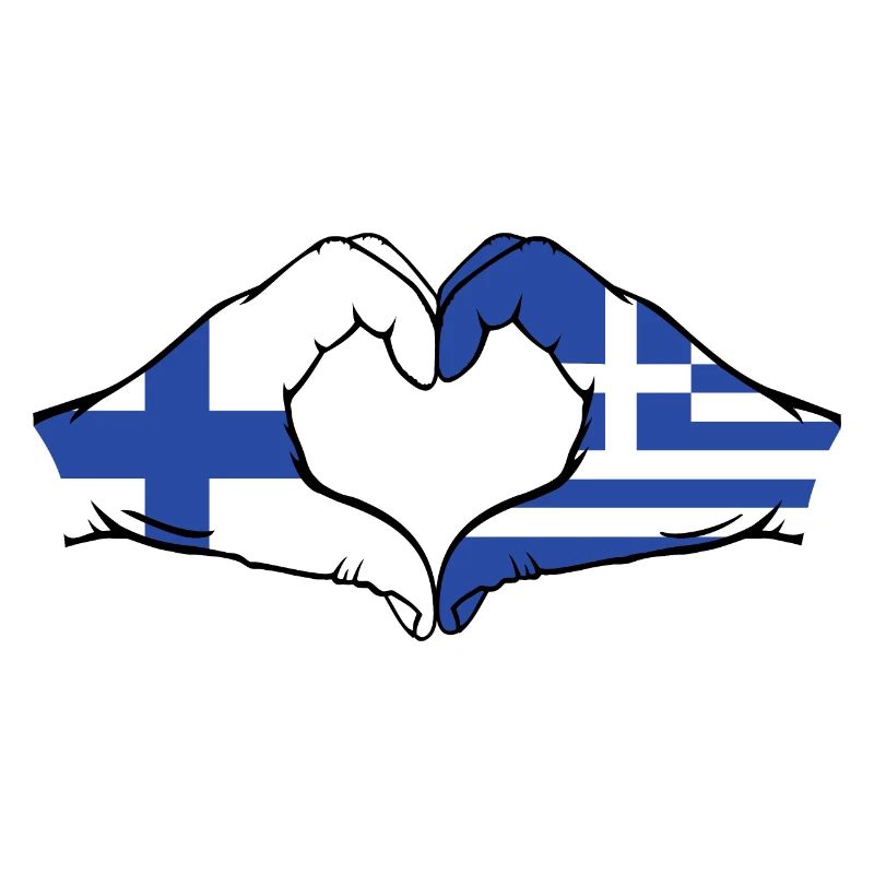 Finlande Grèce Drapeau Mains Coeur Forme