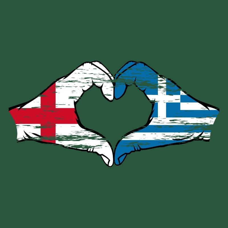 Angleterre Grèce Drapeau Mains Coeur Forme Utilisé