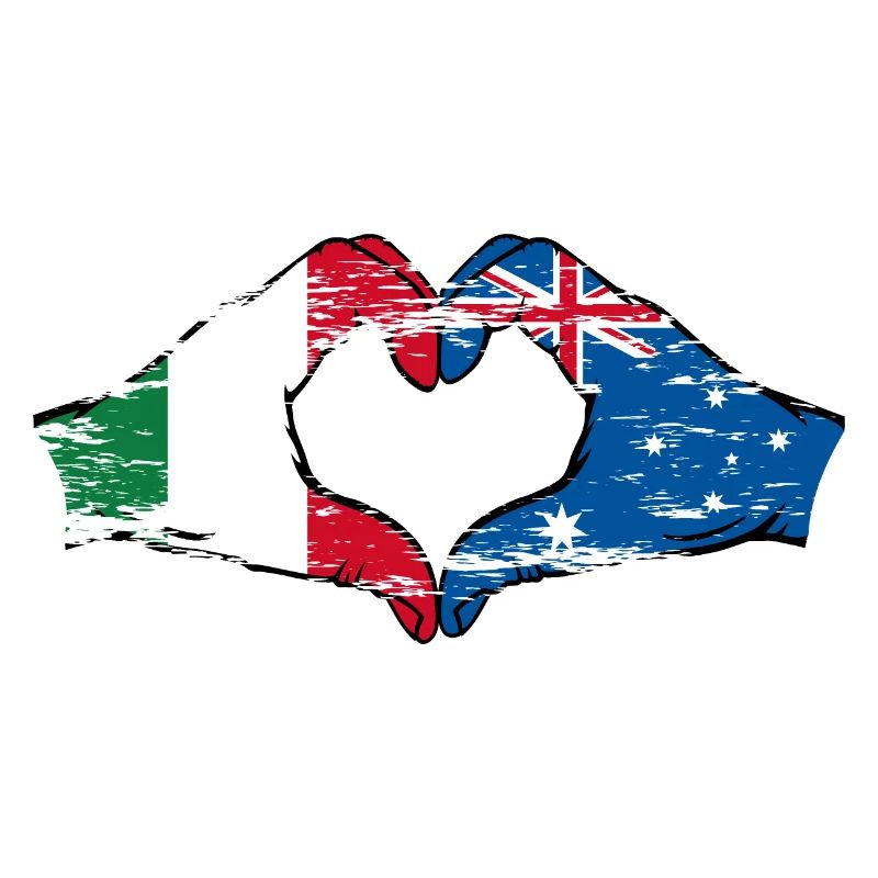Italie Australie drapeau coeur forme utilisé