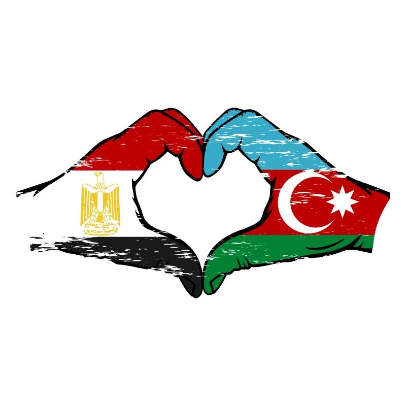 Egypte Azerbaïdjan Drapeau Mains Coeur Forme Utilisé