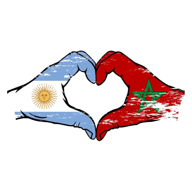 Argentine Maroc drapeau mains forme de coeur utilisé