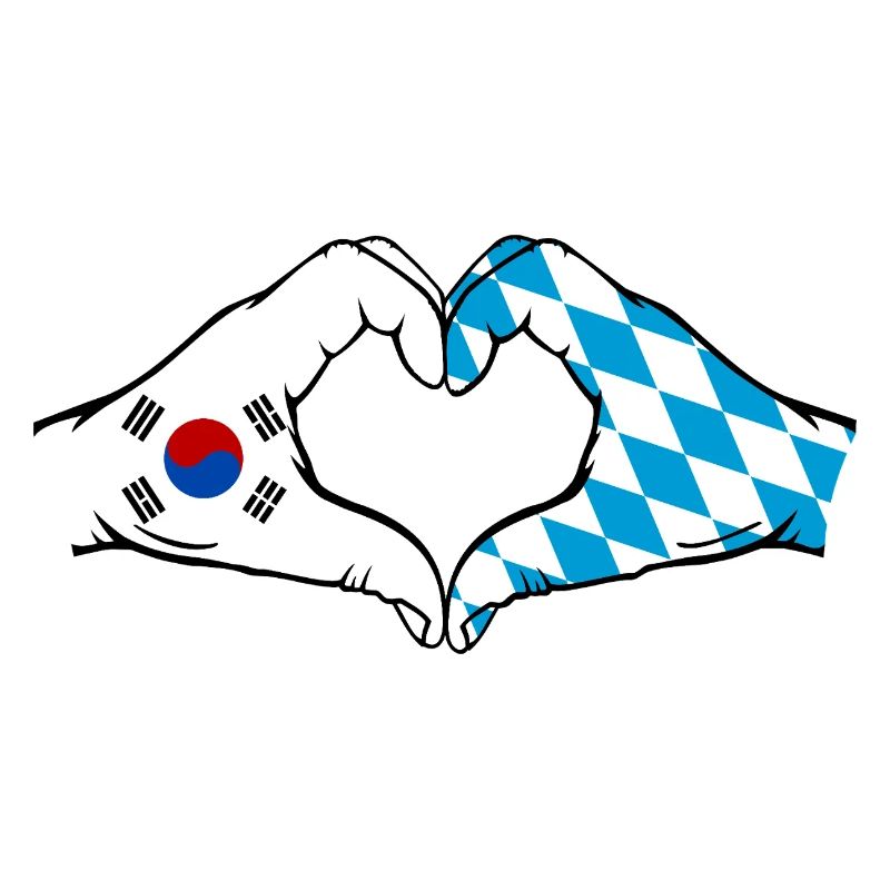 Corée du Sud Bavaroise Drapeau Mains Coeur Forme