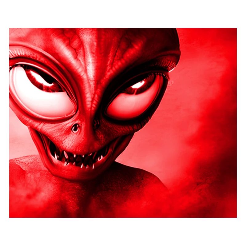Alien with Sharp Teeth Design - Red