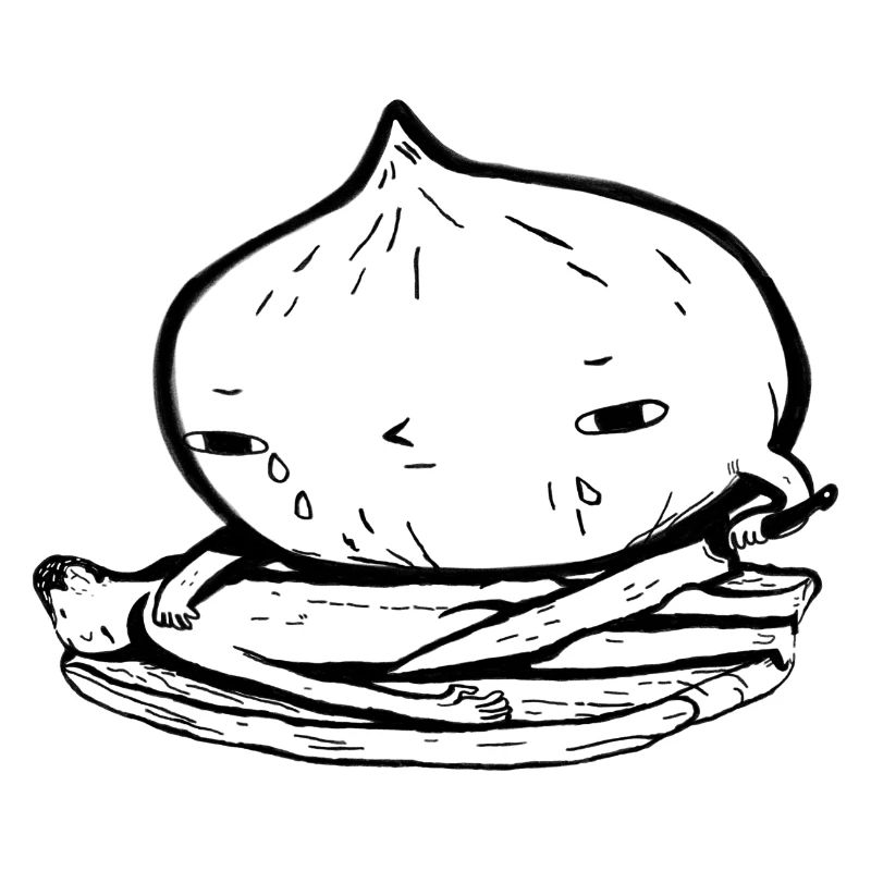 Onion Cuts Man Funny Sarcasm Design