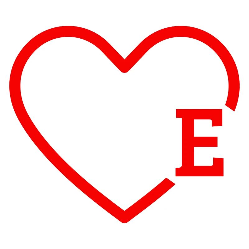 letter e red heart