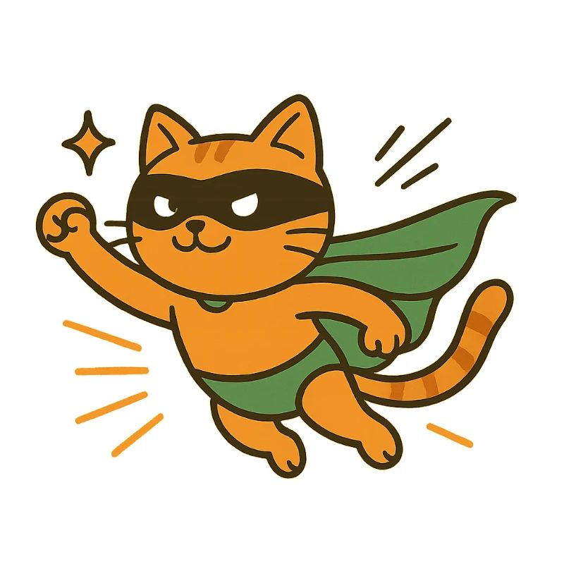 Chat Superhéros Orange Cape