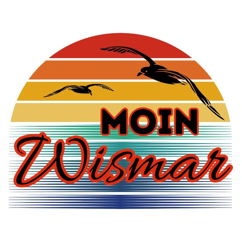 Moin Wismar avec mouette dans un style rétro