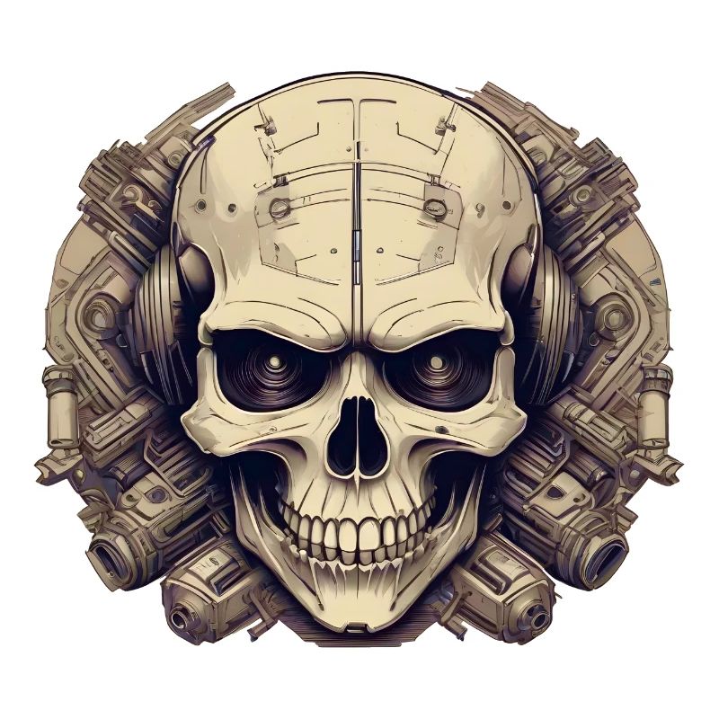Bionic Schädel - Comic-Stil Logo