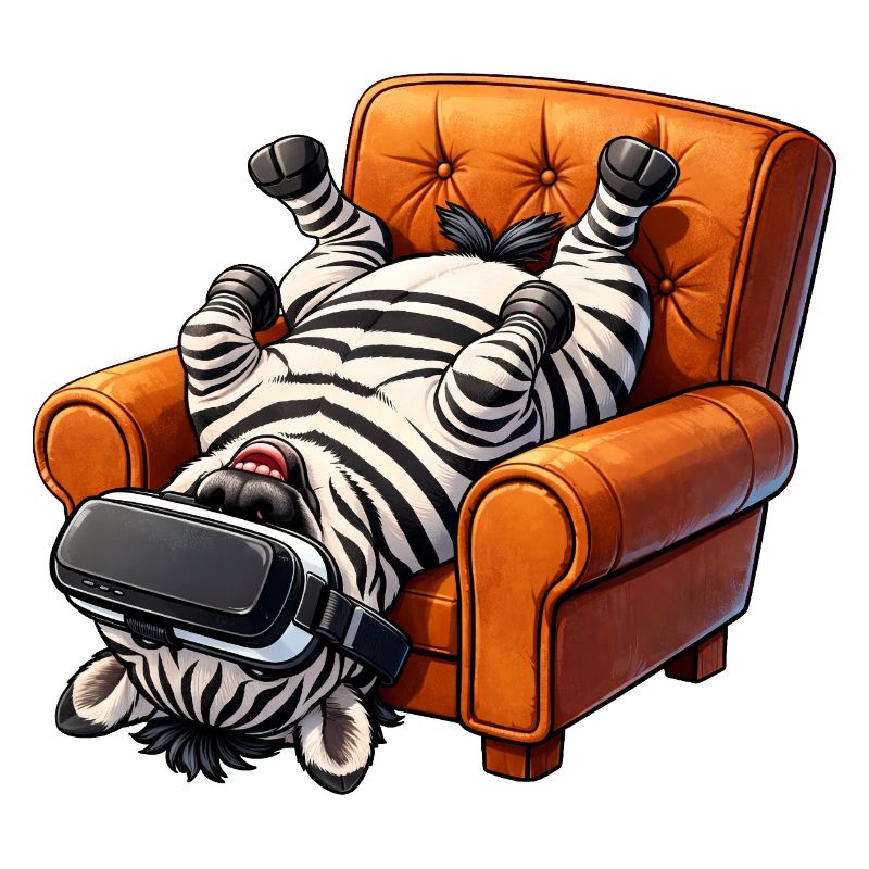 Zebra Gamer mit VR Brille