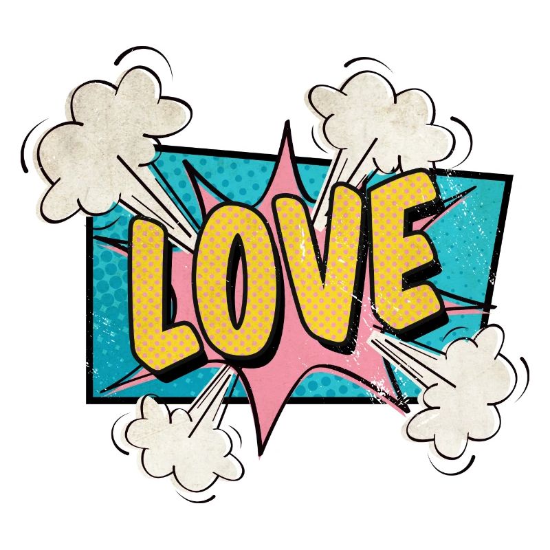 Love exploding comic style in love gift