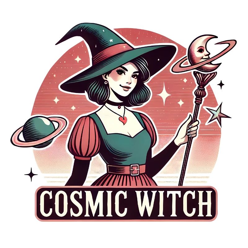 Cosmic Witch Halloween Retro Design