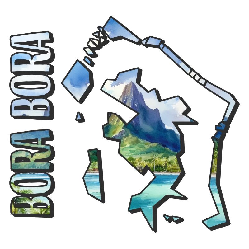 Watercolor Map Bora Bora