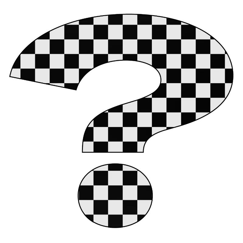 Black and white checker pattern design - ? Question mark