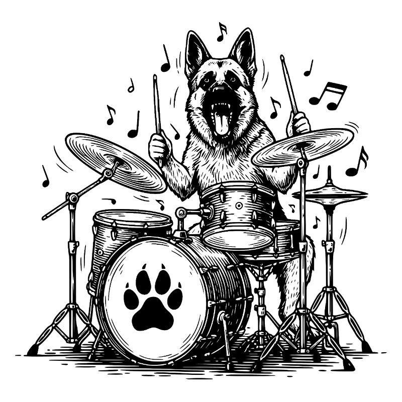 German Shepherd Drummer Art
