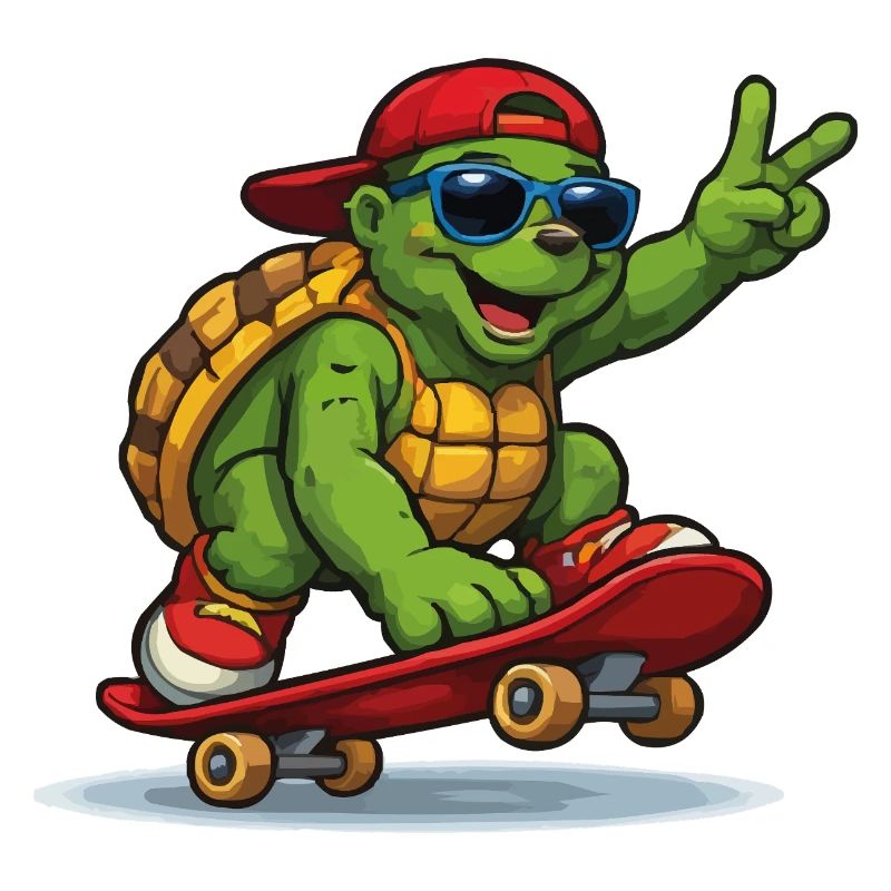 Turtle on skateboard with style