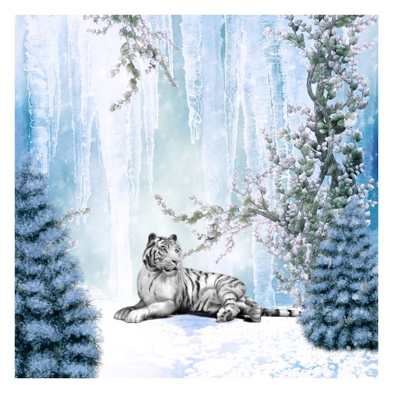 Schneetiger in einer Winterlandschaft