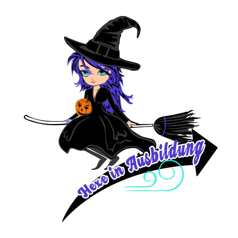 flying witch in training Halloween design