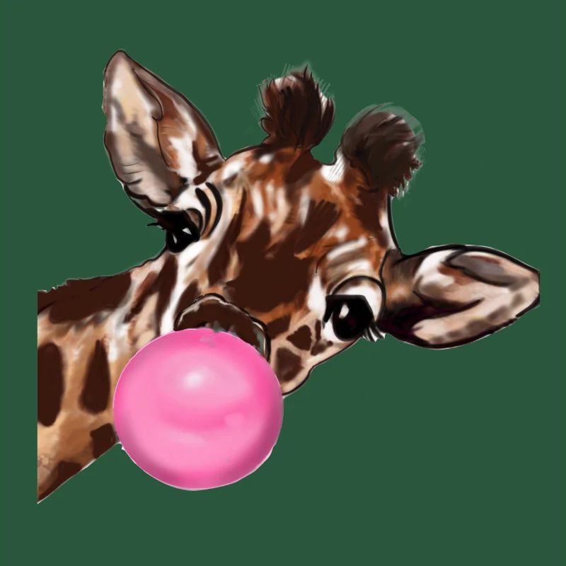 Giraffe with bubble gum