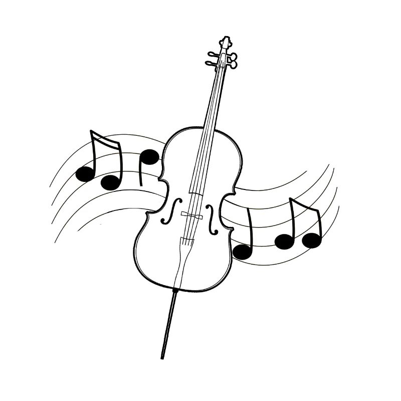 Cello music drawing score black notes