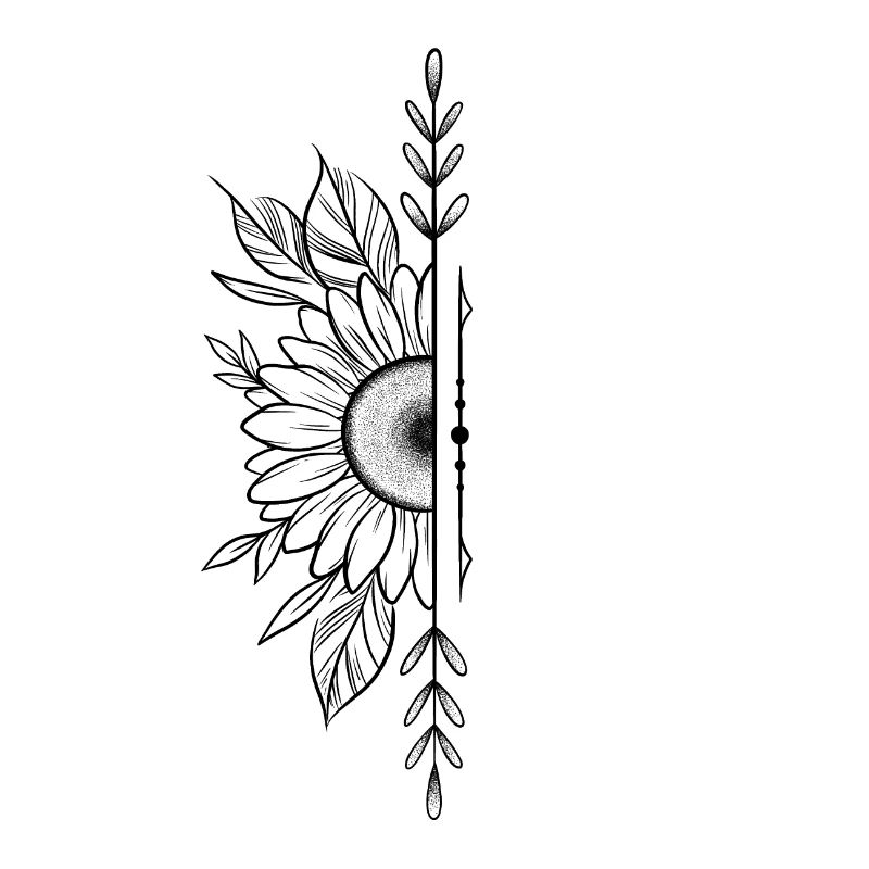 Dotwork sunflower flower