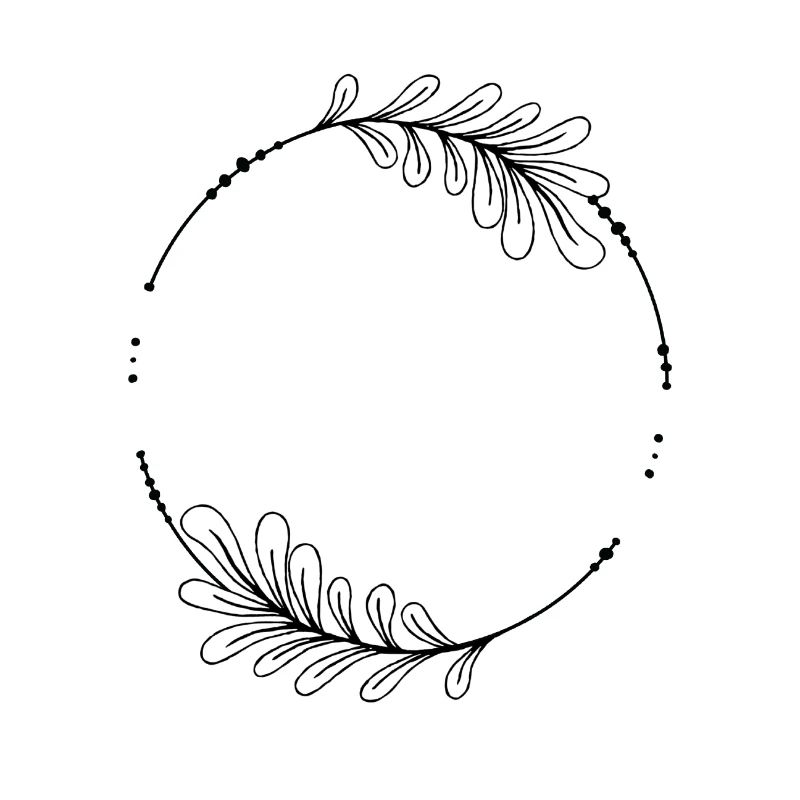 Cadre circulaire noir avec feuilles