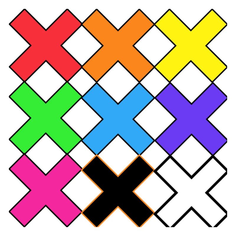 Bunte X Muster auf Schwarz Farben X