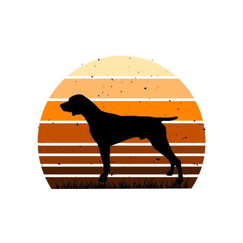 German Shorthaired Pointer Dog Silhouette Retro