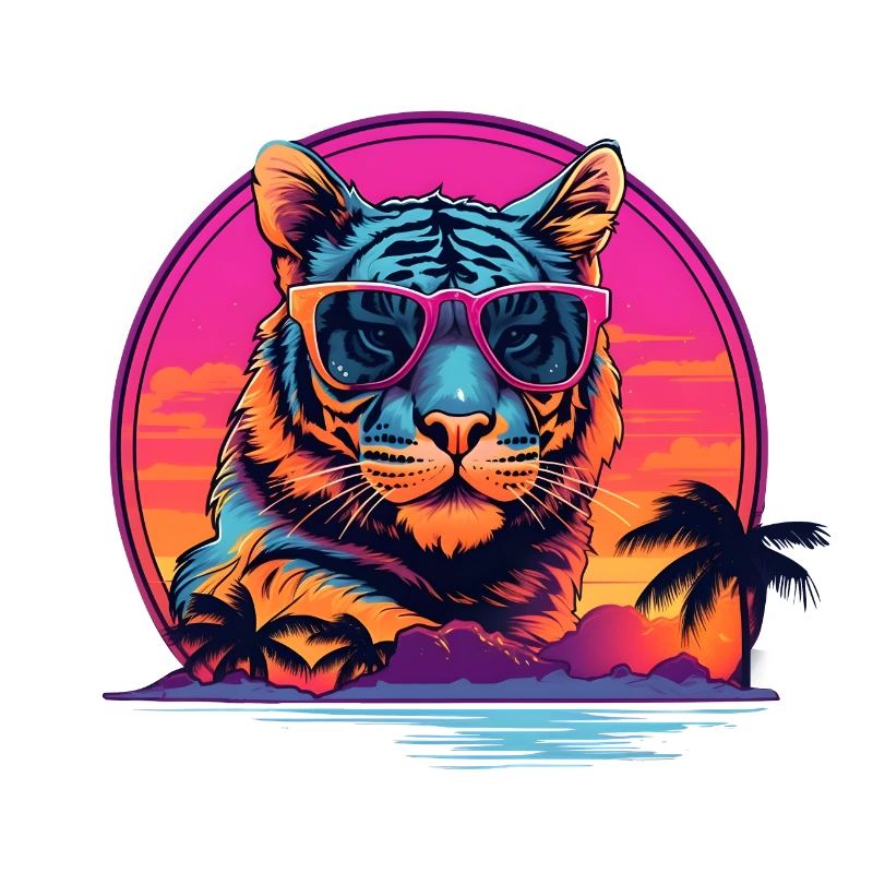 Synthwave Tiger Sunset