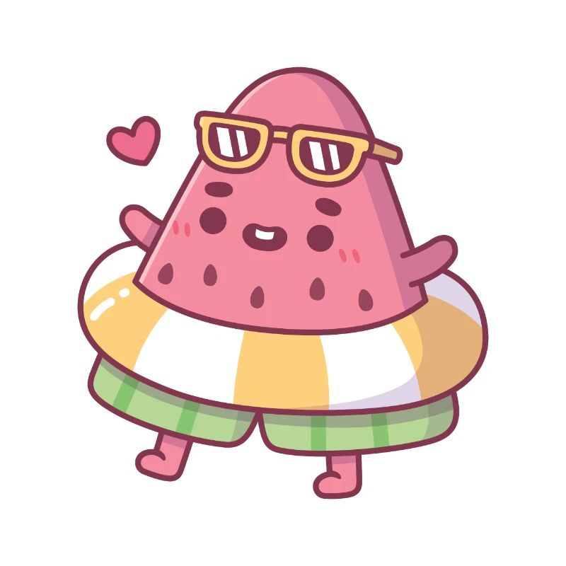 Mignonne pastèque avec lunettes de soleil et flotteur de piscine