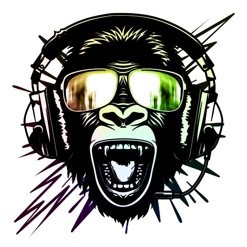 Affe mit Neonbrille