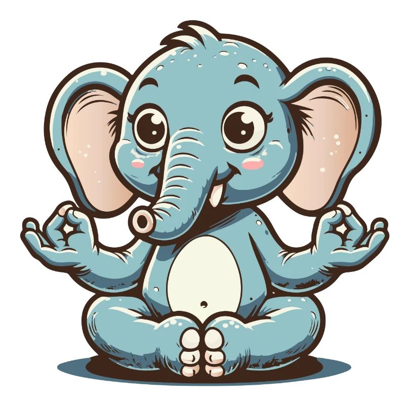 Cute blue elephant doing yoga