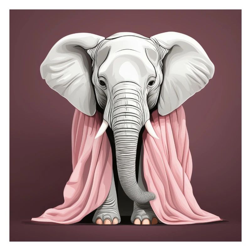 Eléphant avec une couverture rose