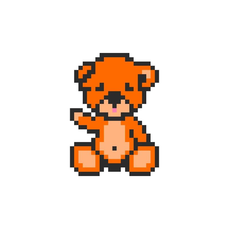 Pixel Bär Orange