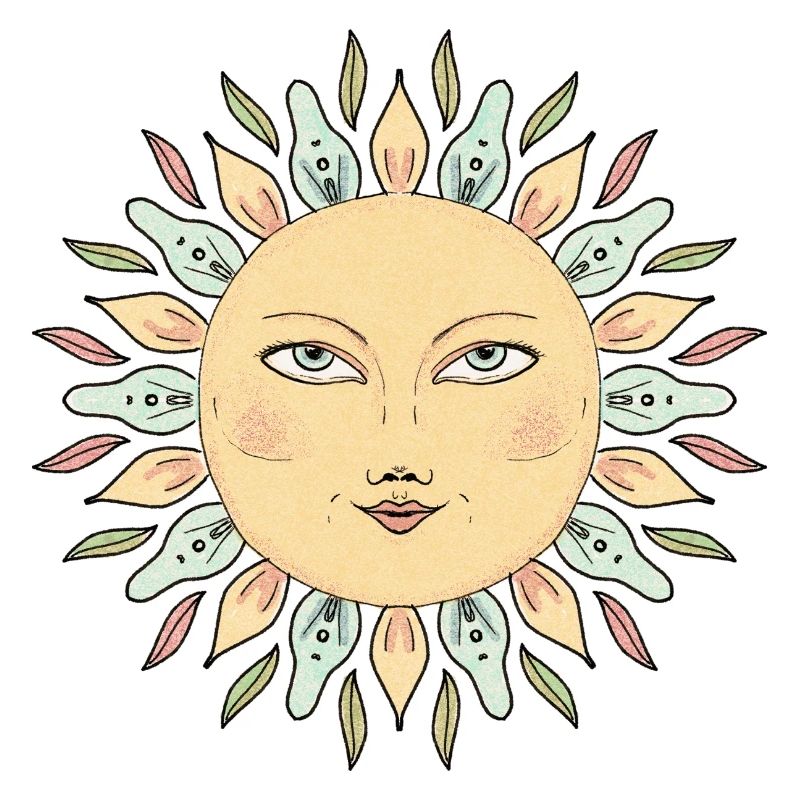 Sonnengesicht Mandala Stil