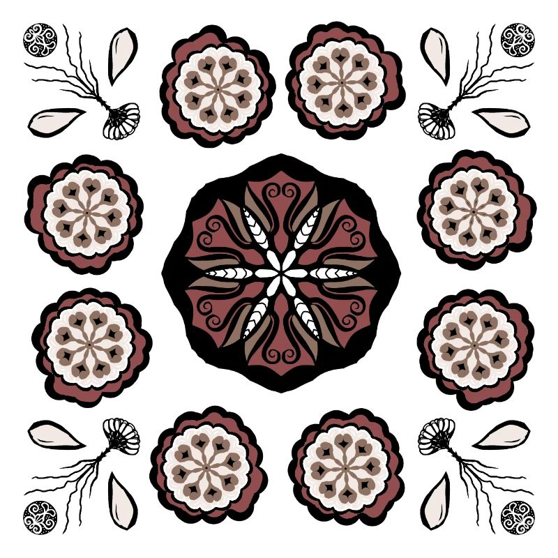 Dunkles Blütenmandala Muster