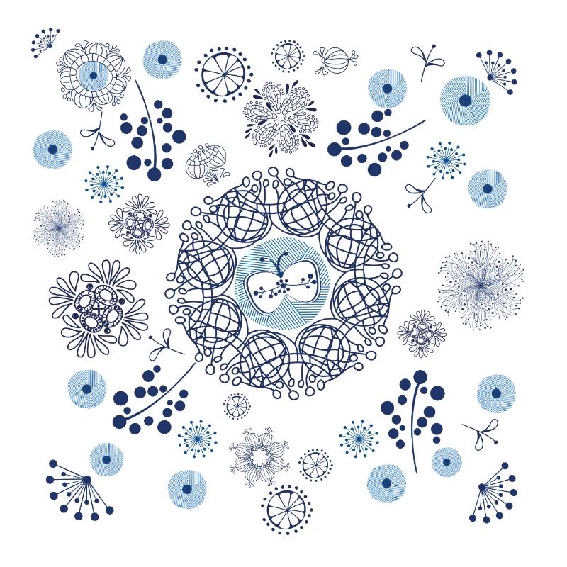 Abstract Winter Floral Pattern in Blue