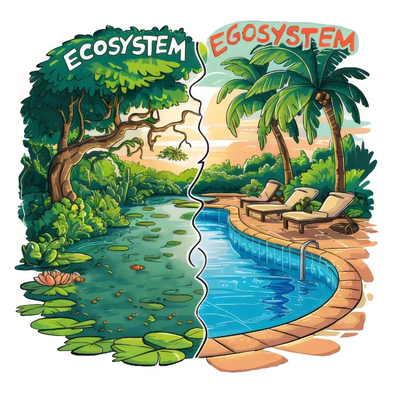 Ökosystem vs. Egosystem Umweltfreundliche Botschaft