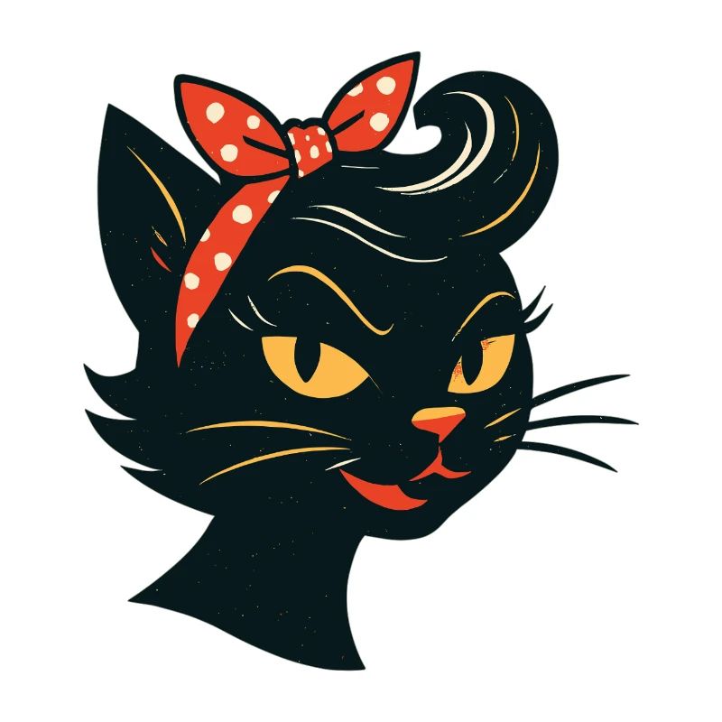 Sort kat i 50'er retro-stil