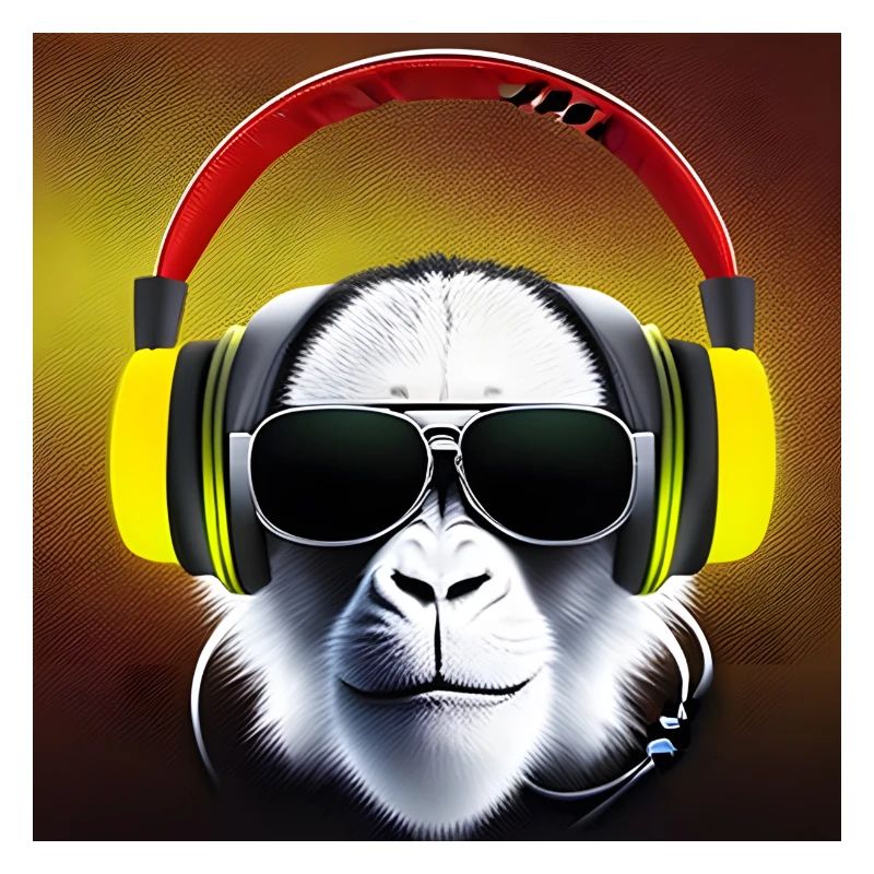 Singe avec écouteurs