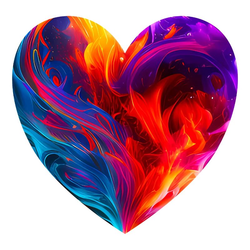Cœur coloré avec feu