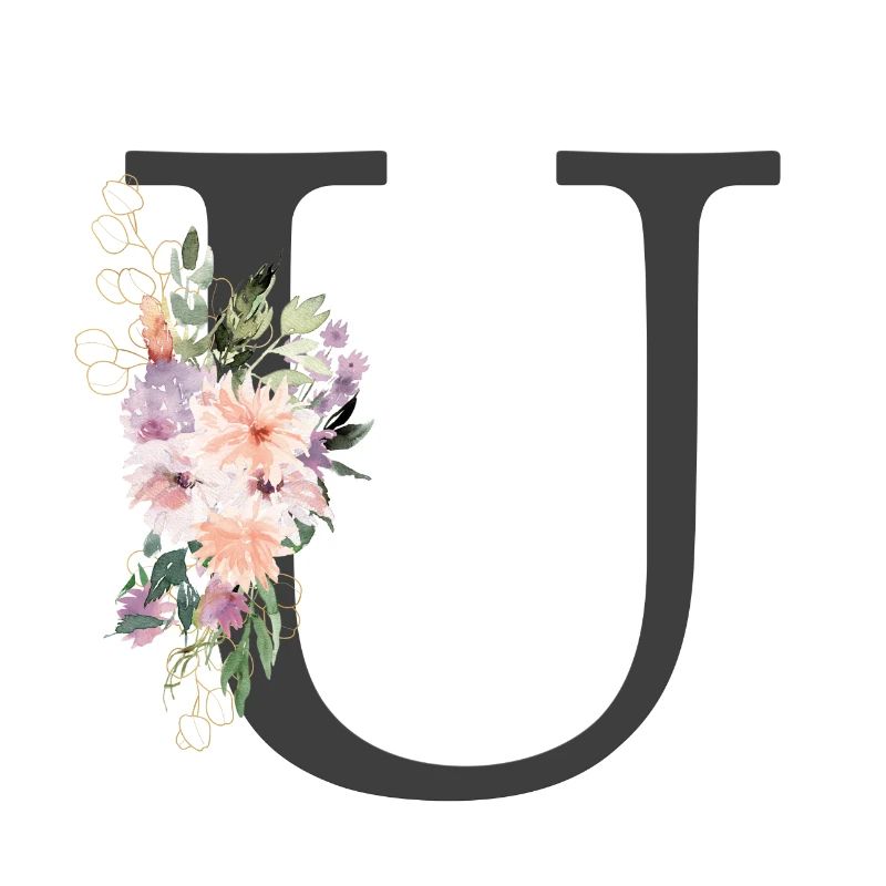 Buchstabe U, Monogramm, Blumen