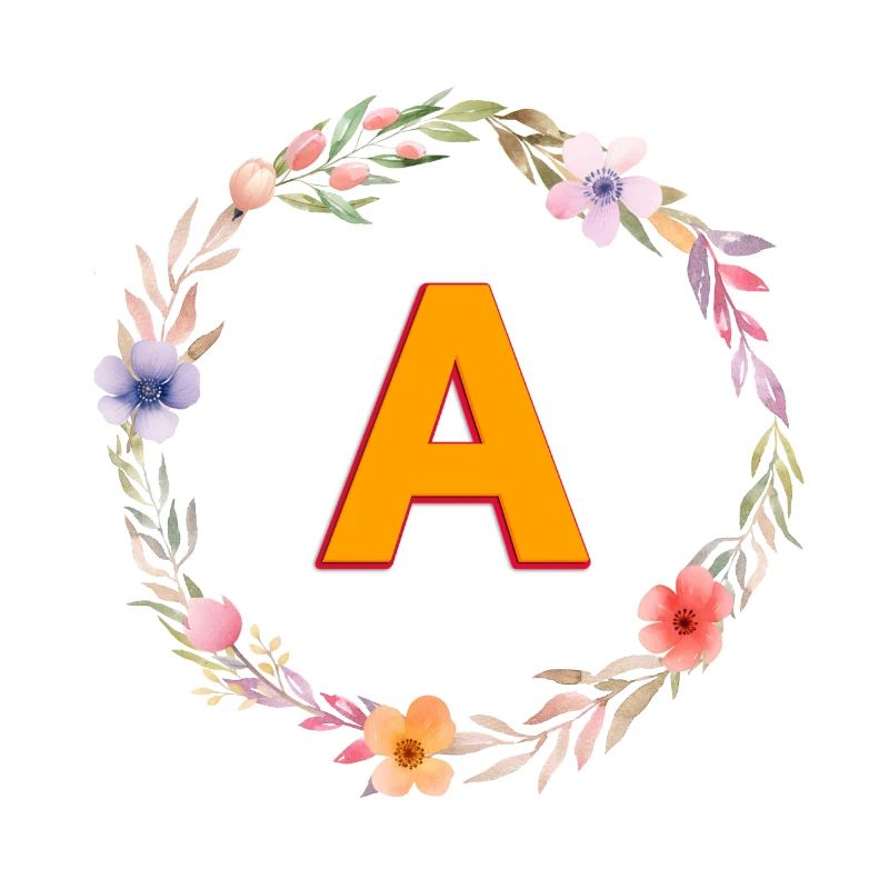 A Monogramm , bunter Blumenkranz