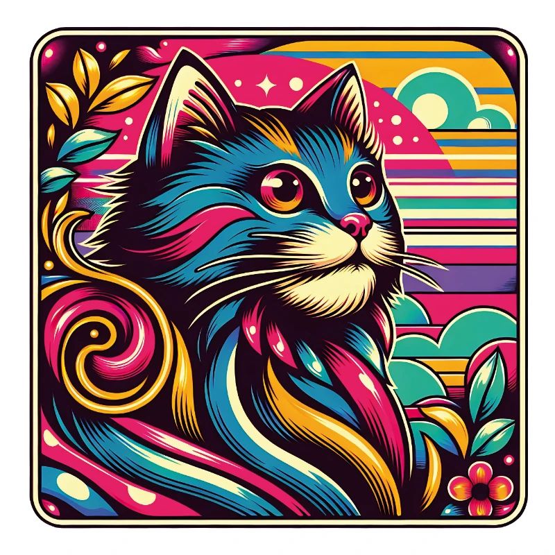 Buntes dekoratives Katzenportrait