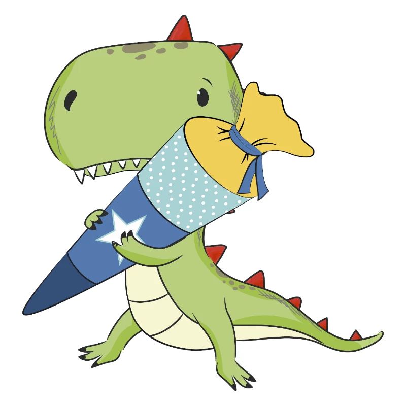 Dino with school cone