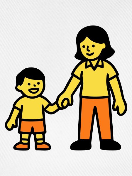 Kindergarten teacher child hand logo