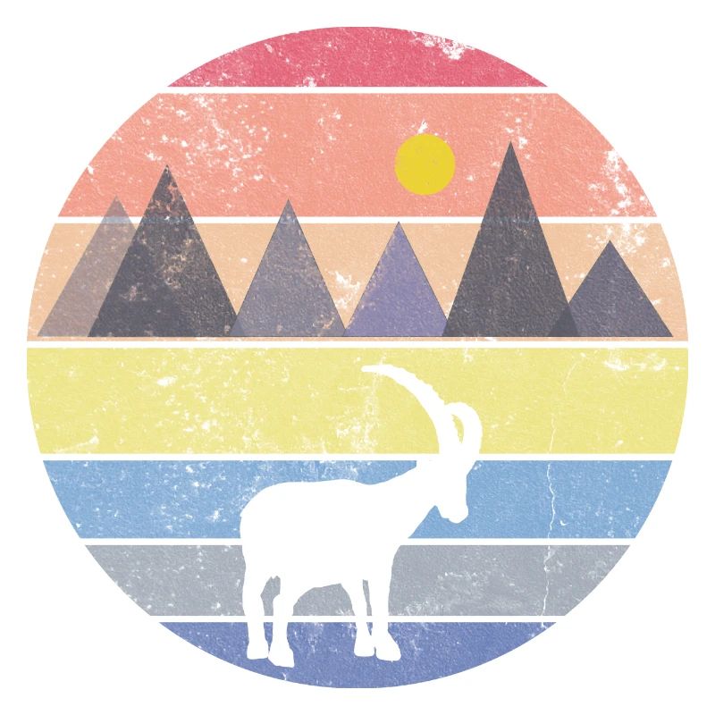 Hiking in the mountains with an ibex