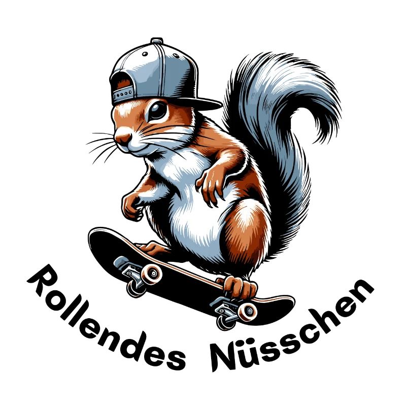 Rollendes Nüsschen Eichhörnchen Skateboard