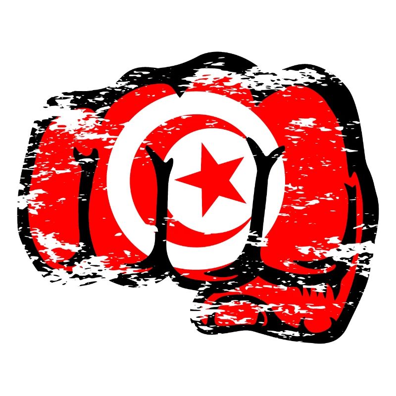 Drapeau de la Tunisie Main Poing Utilisé